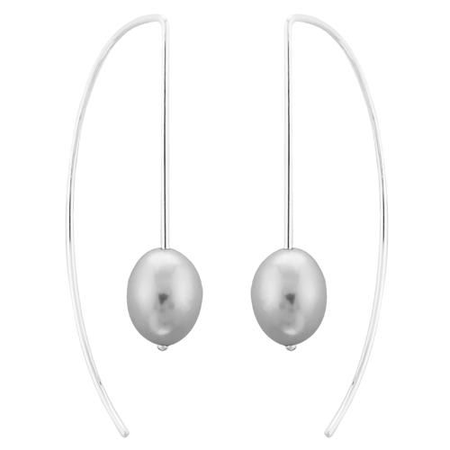 Sterling Silver Curved Threader W-grey Fwp Earrings - 14350GFP-SS