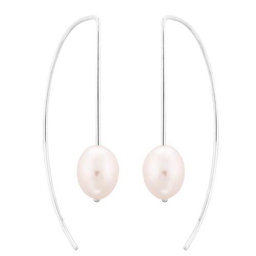 Sterling Silver Curved Threader W-pink Fwp Earrings - 14350PFP-SS