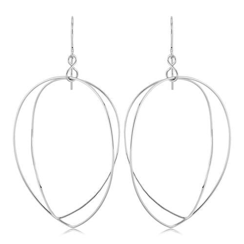 Sterling Silver Double Tear Drops Earrings - 14442-SS