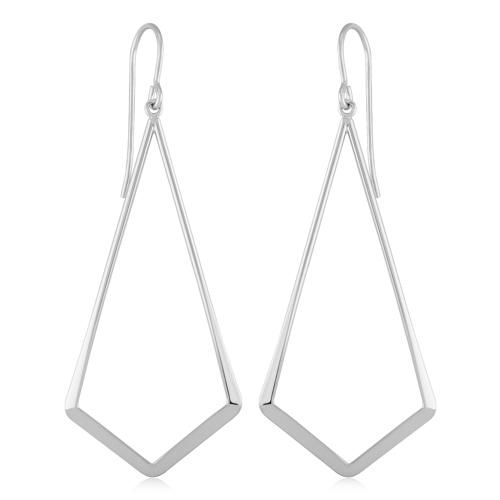 Sterling Silver Flat Diamnod Drop Earrings - 14471-SS