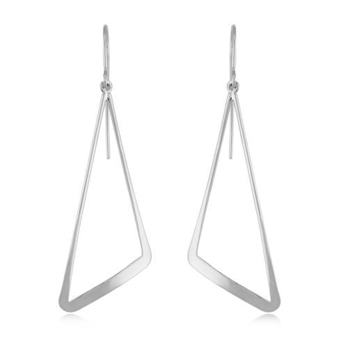 Sterling Silver Flat Triangle Drop Earrings - 14465-SS
