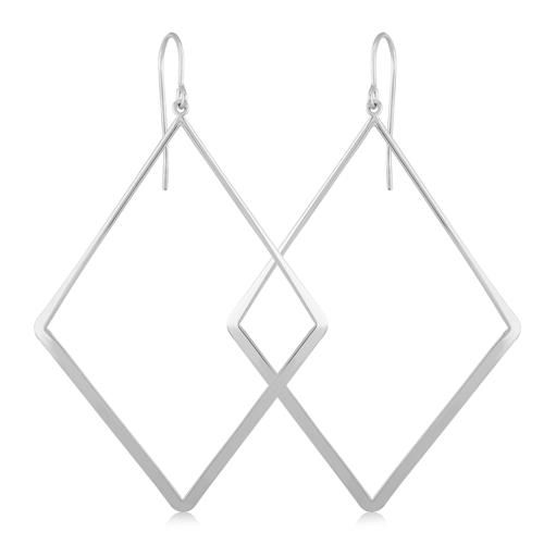 Sterling Silver Flat Triangle Drop Earrings - 14470-SS