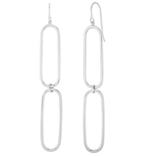 Sterling Silver Lg Paper Clip Dangle Earrings - 14448LG-SS