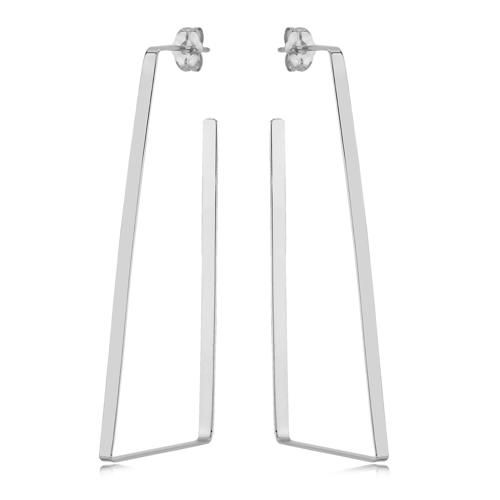 Sterling Silver Open Flat Triangle Earrings - 14437-SS