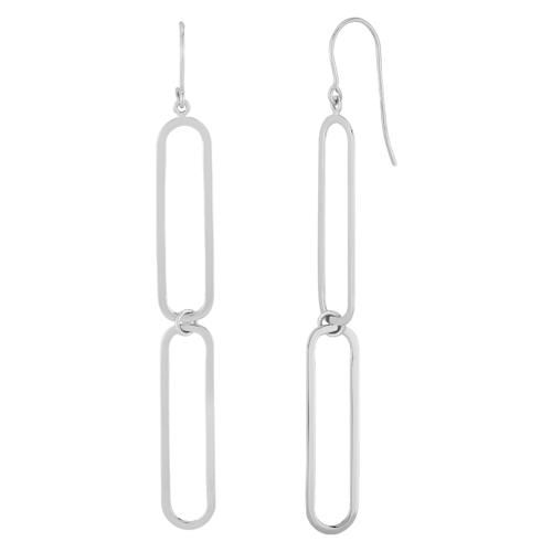 Sterling Silver Paper Clip Dangle Earrings - 14448-SS
