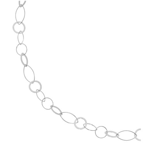 Sterling Silver Round & Marquise Links 36in Necklace - 90221836-SS