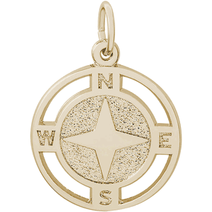 Nautical Compass Charm - 10K Gold