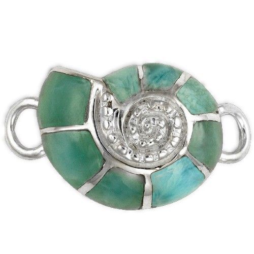 Nautilius Larimar Small Clasp Sterling Silver Rhodium Plated - SCCNUSLSM-R