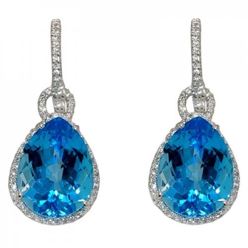 Nemati Blue Topaz And Diamond Earrings - NME336B