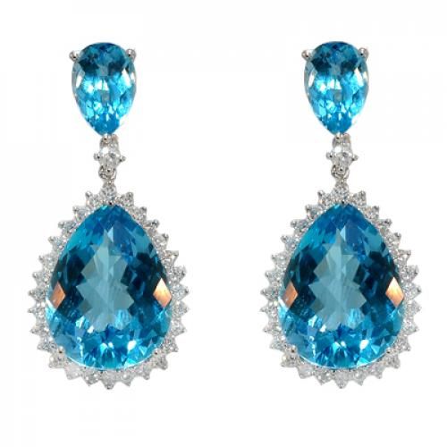 Nemati Blue Topaz And Diamond Earrings - NME337B