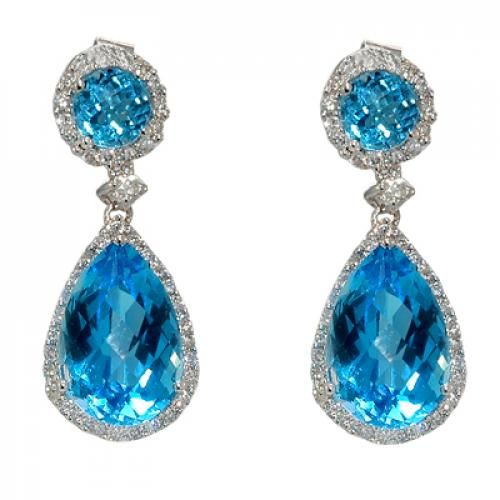 Nemati Blue Topaz And Diamond Earrings - NME338B
