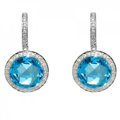 Nemati Blue Topaz And Diamond Earrings - NME342B