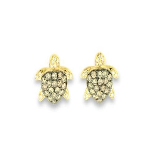 Nemati Champagne Diamond And Diamond Sea Turtle Earrings - NME388C