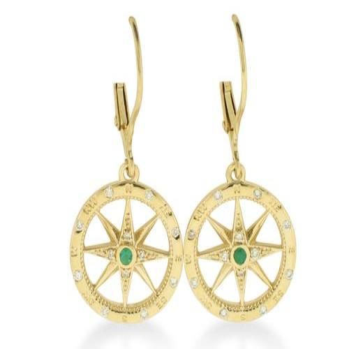 Nemati Emerald And Diamond Compass Earrings - NME396E
