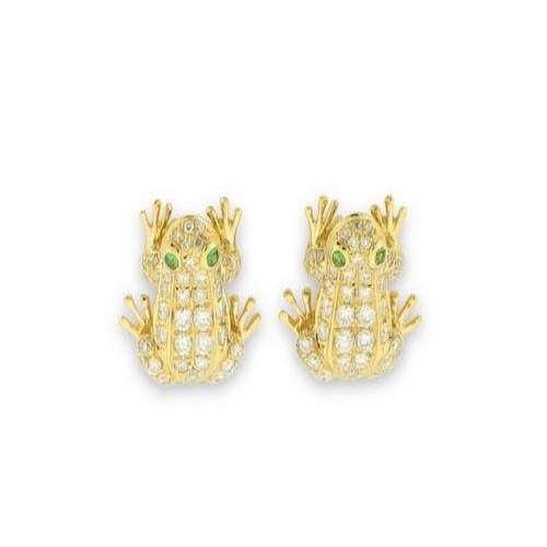 Nemati Emerald And Diamond Frog Earrings - NME389E