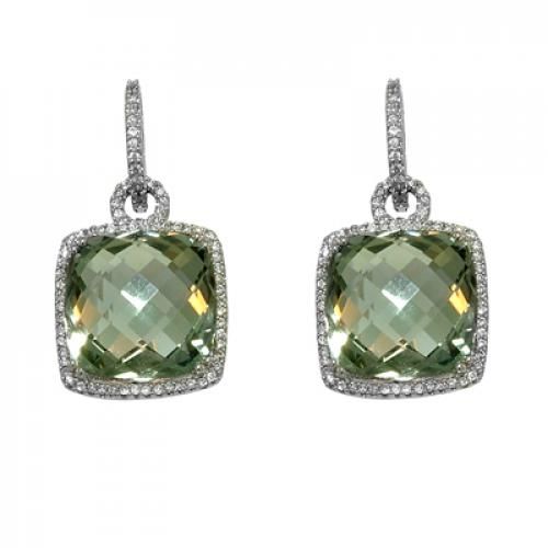 Nemati Green Amethyst And Diamond Earrings - NME343G