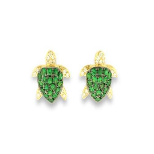 Nemati Green Garnet And Diamond Sea Turtle Earrings - NME388G