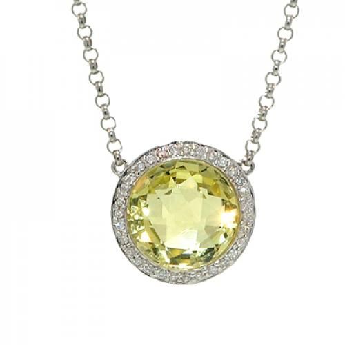 Nemati Lemon Quartz And Diamond Pendant  - NM6393L