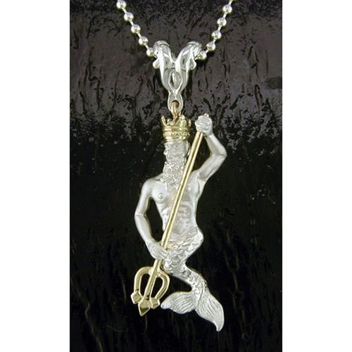 Neptune Pendant - Sterling Silver and 14K Gold  - SD-SGP129