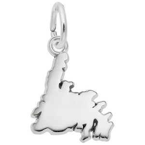 New Foundland Map Charm Sterling Silver - 10-1919-0-SS