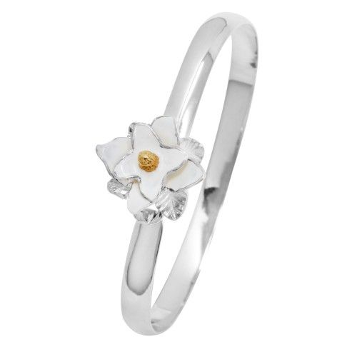 NOLA New Orleans 4mm Magnolia Enameled Flower W/14ky Pistil  7 Inch - NOMAC470