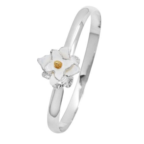 NOLA New Orleans 6mm Magnolia Enameled Flower W/14ky Pistil  7.5 Inch - NOMAC675