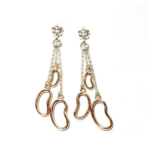 NOLA New Orleans Red Bean Dangle Earrings W/  Fleur De Lis & 14k - NORBDCE