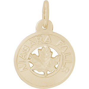 Niagara Falls Maple Leaf Charm - 14K Gold