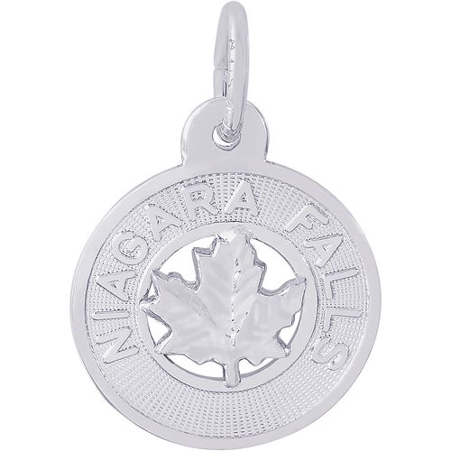 Niagara Falls Maple Leaf Charm - Sterling Silver