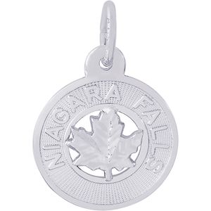 Niagara Falls Maple Leaf Charm - Sterling Silver