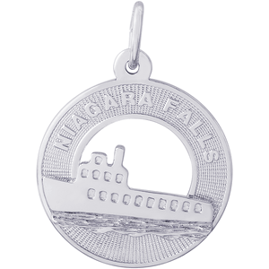 Niagara Falls With Boat Charm - 14K White Gold - 10-8804