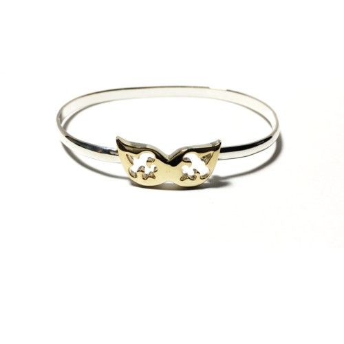 NOLA 4mm Fleur De Lis Mask BraceletW/14ky Mask  7 Inch - NOMSK2C470