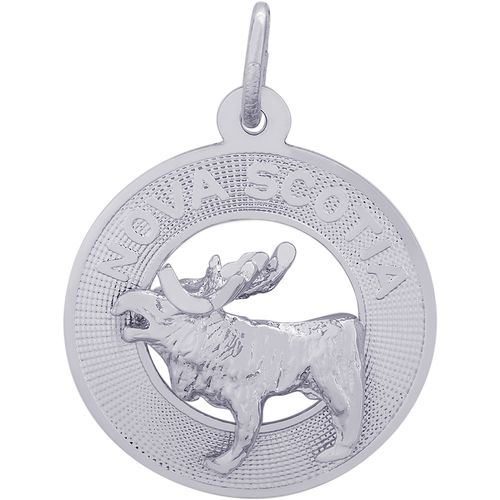 Nova Scotia Moose Charm - 14K White Gold