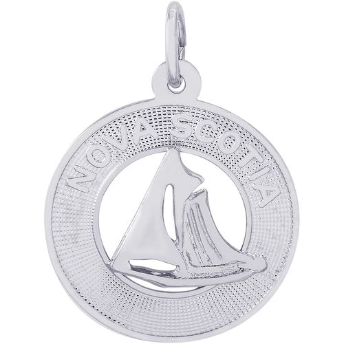 Nova Scotia Sailboat Charm - 14K White Gold