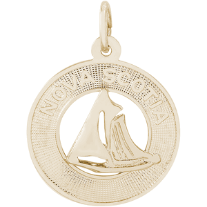 Nova Scotia Sailboat Charm - Gold Plated