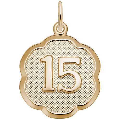 Number 15 Charm  - 14K Gold  - 10-1330-15-14K