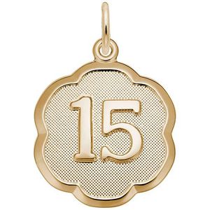 Number 15 Charm  - 14K Gold  - 10-1330-15-14K