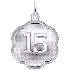 Number 15 Charm  - Sterling Silver  - 10-1330-15-SS