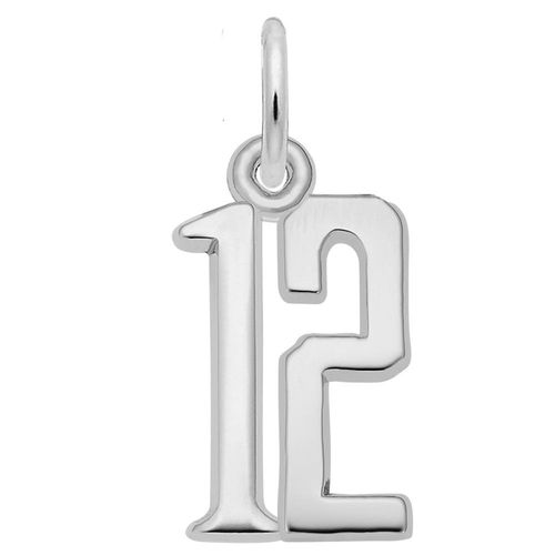 Number 12 Charm 14K White Gold -10-1762-12-14kw