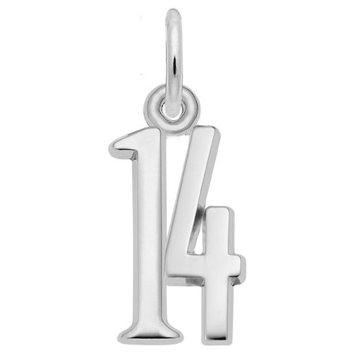 Number 14 Charm 14K White Gold -10-1762-14-14kw