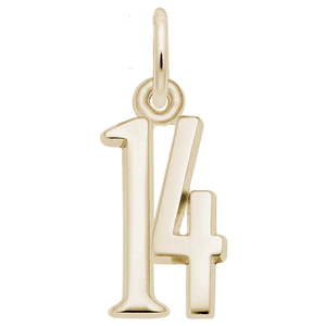 Number 14 Charm 14K Yellow Gold -10-1762-14-14k