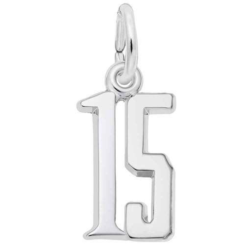 Number 15 Charm 14K While Gold - 10-1762-15-14KW