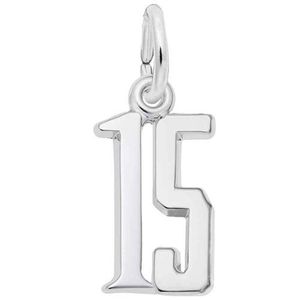 Number 15 Charm 14K While Gold - 10-1762-15-14KW
