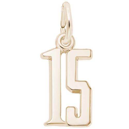 Number 15 Charm Gold Plated - 10-1762-15-GP