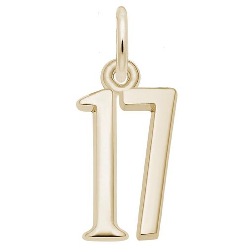 Number 17 Charm Gold Plated  -10-1762-17-gp