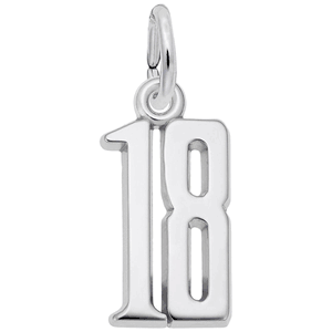 Number 18 Charm 14K White Gold -10-1762-18-14kw