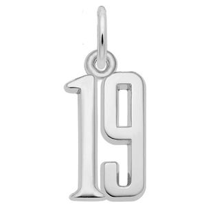 Number 19 Charm 14K White Gold -10-1762-19-14kw