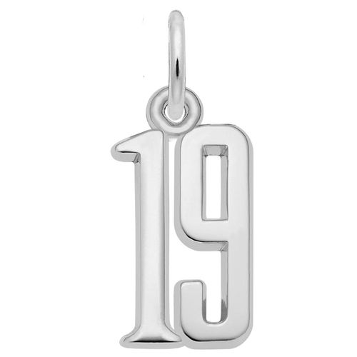 Number 19 Charm 14K White Gold -10-1762-19-14kw