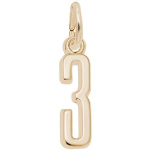 Number 3 Charm - Gold Plated - 10-1761-3