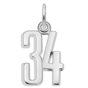 Number 34 Charm Sterling Silver -10-1762-34-ss